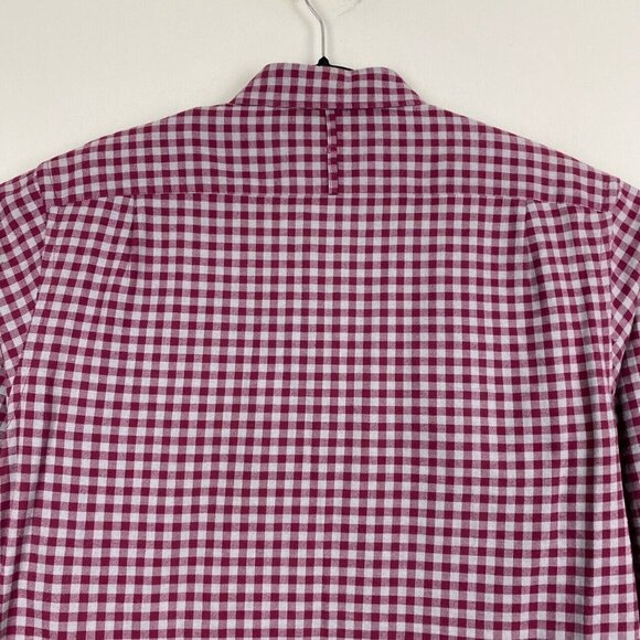 Banana Republic Luxe Flannel Slim Fit Shirt Medium Plaid Long Sleeve Red Gray - Picture 7 of 9